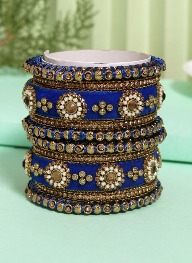   Wedding Wear  Blue Color Velvet Work Bangle Set:-2.4,2.6,2.8